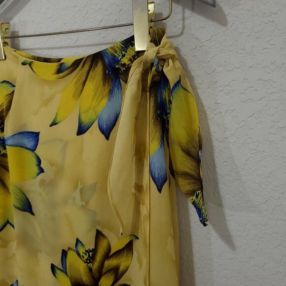Rikki J Vintage Midi Skirt Womens Size Small Yellow Floral Summer Floral… - Picture 5 of 13